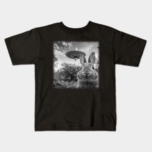 Funny Bunny Selfie with UFO Kids T-Shirt